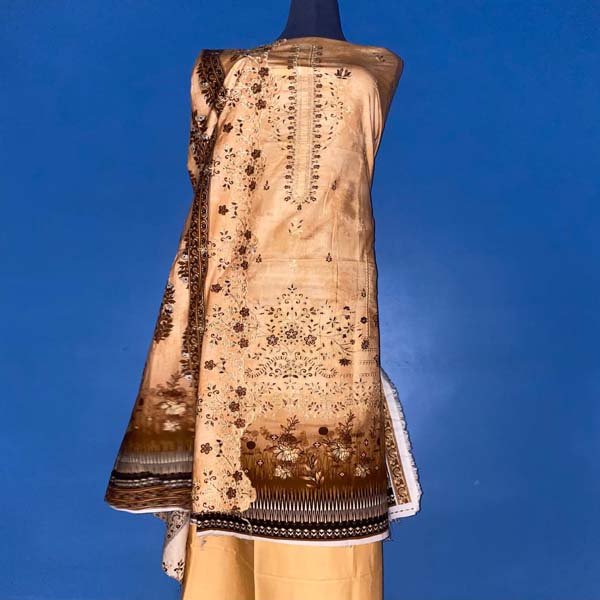 Light beige / skin ( Embroidery unstitched suit )